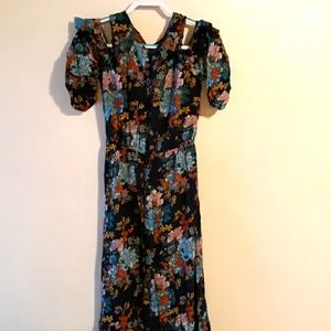 F21 floral cold shoulder ruffle maxi dress